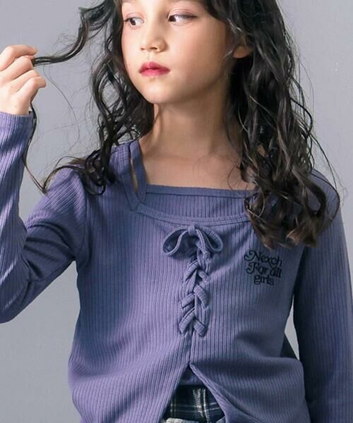 nexchic / ネクシック Tシャツ | テレコキャミソールレイヤード長袖Tシャツ(110~150cm) | 詳細2