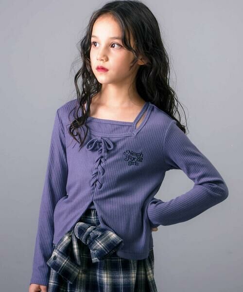 nexchic/ネクシック テレコキャミソールレイヤード長袖Tシャツ(110~150cm) ブルー 140cm nexchic/ネクシック テレコキャミソールレイヤード長袖Tシャツ(110~150cm) ブルー 140cm