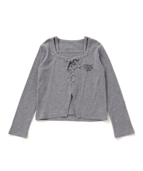 nexchic/ネクシック テレコキャミソールレイヤード長袖Tシャツ(110~150cm) グレー 120cm nexchic/ネクシック テレコキャミソールレイヤード長袖Tシャツ(110~150cm) グレー 120cm