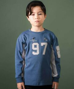 nexchic / ネクシック Tシャツ | 【お揃い】タフタx天竺切り替え長袖Tシャツ(110~150cm)