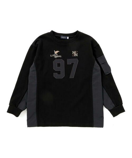 nexchic / ネクシック Tシャツ | 【お揃い】タフタx天竺切り替え長袖Tシャツ(110~150cm) | 詳細4