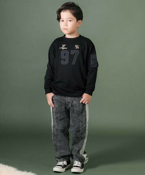 nexchic / ネクシック Tシャツ | 【お揃い】タフタx天竺切り替え長袖Tシャツ(110~150cm) | 詳細1