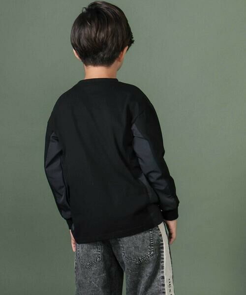 nexchic / ネクシック Tシャツ | 【お揃い】タフタx天竺切り替え長袖Tシャツ(110~150cm) | 詳細2