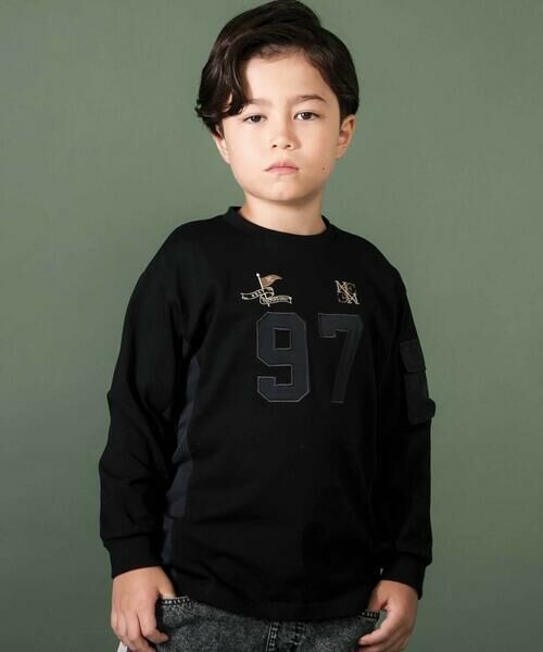 nexchic / ネクシック Tシャツ | 【お揃い】タフタx天竺切り替え長袖Tシャツ(110~150cm) | 詳細3
