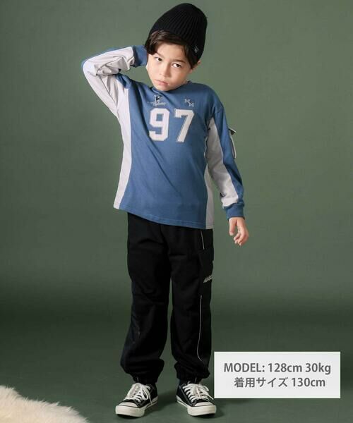 nexchic / ネクシック Tシャツ | 【お揃い】タフタx天竺切り替え長袖Tシャツ(110~150cm) | 詳細6