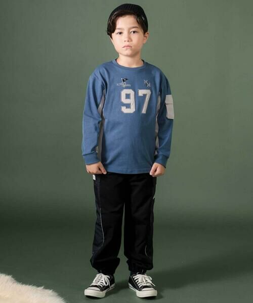 nexchic / ネクシック Tシャツ | 【お揃い】タフタx天竺切り替え長袖Tシャツ(110~150cm) | 詳細7