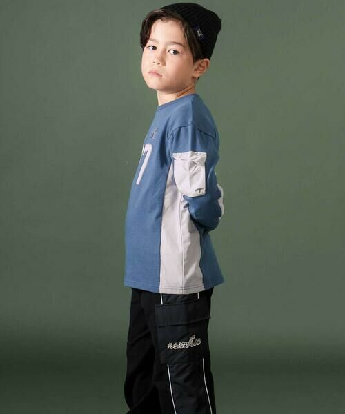 nexchic / ネクシック Tシャツ | 【お揃い】タフタx天竺切り替え長袖Tシャツ(110~150cm) | 詳細8