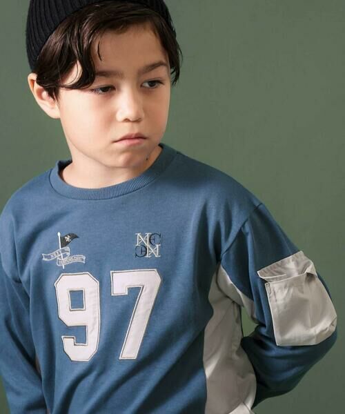 nexchic / ネクシック Tシャツ | 【お揃い】タフタx天竺切り替え長袖Tシャツ(110~150cm) | 詳細9
