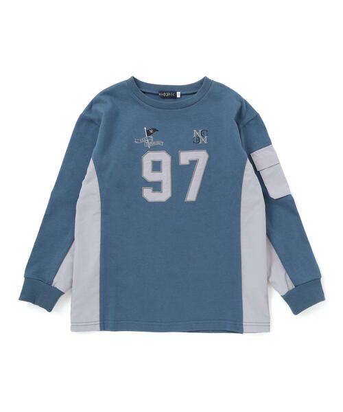 nexchic / ネクシック Tシャツ | 【お揃い】タフタx天竺切り替え長袖Tシャツ(110~150cm) | 詳細10