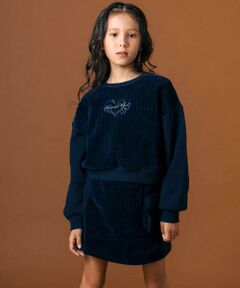 nexchic / ネクシック スウェット | ケーブル編みｘ裏毛切り替えトレーナーｘスカパンセットアップ(110~150cm)