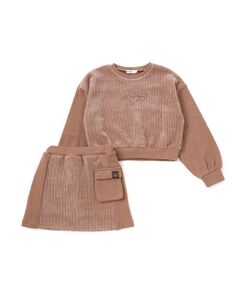 nexchic / ネクシック スウェット | ケーブル編みｘ裏毛切り替えトレーナーｘスカパンセットアップ(110~150cm)