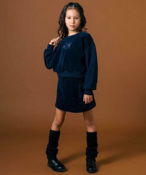 nexchic / ネクシック スウェット | ケーブル編みx裏毛切り替えトレーナーxスカパンセットアップ(110~150cm) | 詳細2