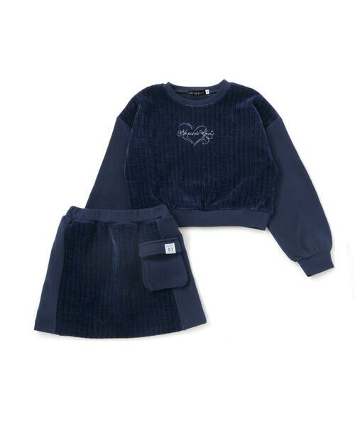 nexchic / ネクシック スウェット | ケーブル編みx裏毛切り替えトレーナーxスカパンセットアップ(110~150cm) | 詳細4