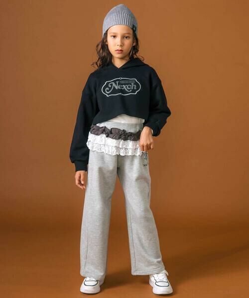 nexchic / ネクシック スウェット | 裏毛ラインストーンロゴトレーナーｘ天竺Tシャツセット(110~150cm) | 詳細2