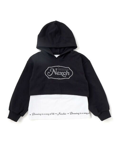 nexchic / ネクシック スウェット | 裏毛ラインストーンロゴトレーナーｘ天竺Tシャツセット(110~150cm) | 詳細4