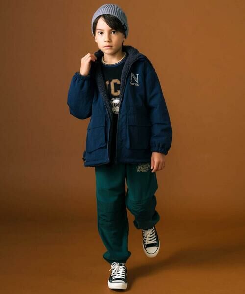 nexchic / ネクシック ダウンジャケット・ベスト | ワンポイントロゴ入りリバーシブルタフタジャケット(110~150cm) | 詳細1