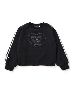 nexchic / ネクシック スウェット | 【お揃い】ハート刺しゅう袖リボンキルトトレーナー(110~150cm)