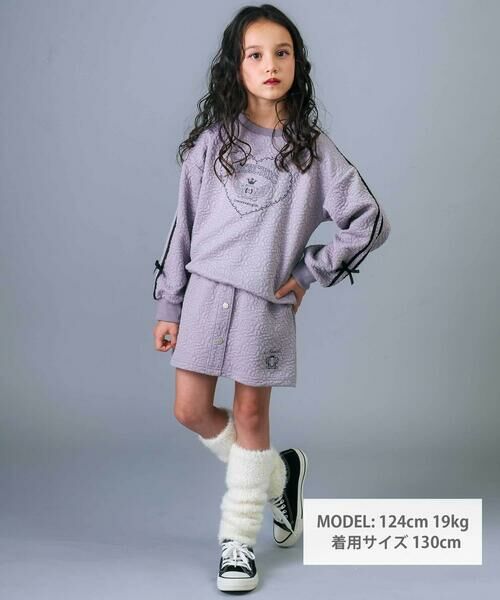 nexchic / ネクシック スウェット | 【お揃い】ハート刺しゅう袖リボンキルトトレーナー(110~150cm) | 詳細2