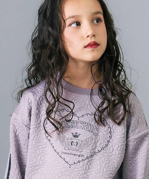 nexchic / ネクシック スウェット | 【お揃い】ハート刺しゅう袖リボンキルトトレーナー(110~150cm) | 詳細3