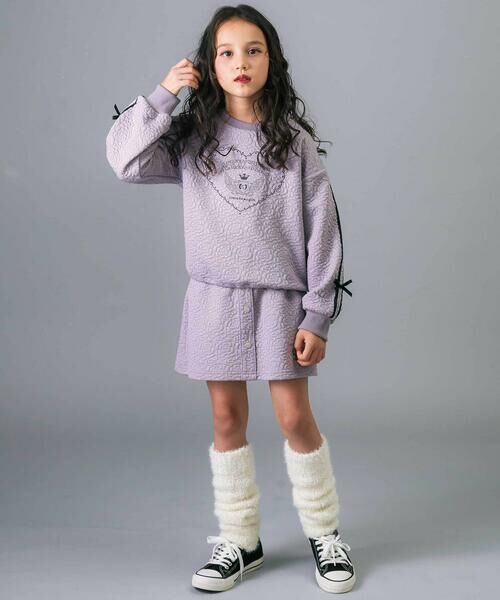 nexchic / ネクシック スウェット | 【お揃い】ハート刺しゅう袖リボンキルトトレーナー(110~150cm) | 詳細5