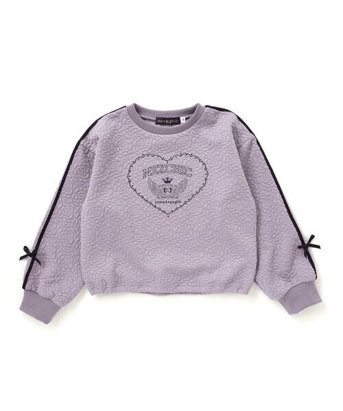 nexchic / ネクシック スウェット | 【お揃い】ハート刺しゅう袖リボンキルトトレーナー(110~150cm) | 詳細6