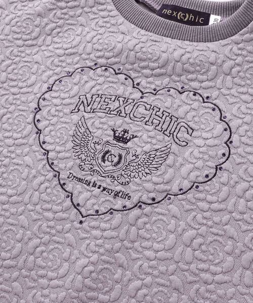 nexchic / ネクシック スウェット | 【お揃い】ハート刺しゅう袖リボンキルトトレーナー(110~150cm) | 詳細9