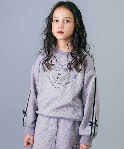 nexchic/ネクシック 【お揃い】ハート刺しゅう袖リボンキルトトレーナー(110~150cm) パープル 130cm nexchic/ネクシック 【お揃い】ハート刺しゅう袖リボンキルトトレーナー(110~150cm) パープル 130cm