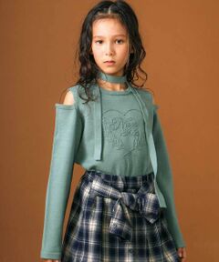 nexchic / ネクシック ニット・セーター | 肩開きハートロゴ入りジャガードニット(110~150cm)