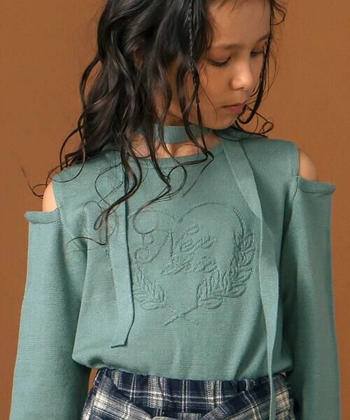 nexchic / ネクシック ニット・セーター | 肩開きハートロゴ入りジャガードニット(110~150cm) | 詳細5