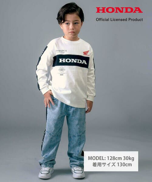 nexchic / ネクシック Tシャツ | 【Hondaｘnexchic】ロゴプリント天竺長袖Tシャツ(110~150cm) | 詳細1