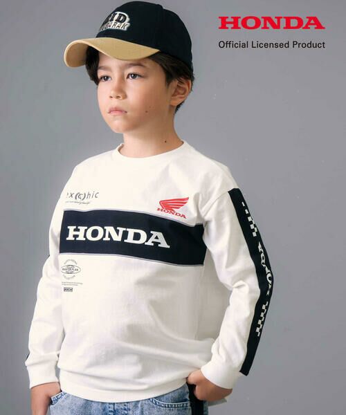 nexchic/ネクシック 【Hondaxnexchic】ロゴプリント天竺長袖Tシャツ(110~150cm) オフホワイト 140cm nexchic/ネクシック 【Hondaxnexchic】ロゴプリント天竺長袖Tシャツ(110~150cm) オフホワイト 140cm