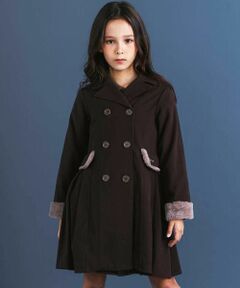 nexchic / ネクシック ミニ丈・ひざ丈ワンピース | ファー付きツイル＆チェックコートワンピース(110~150cm)