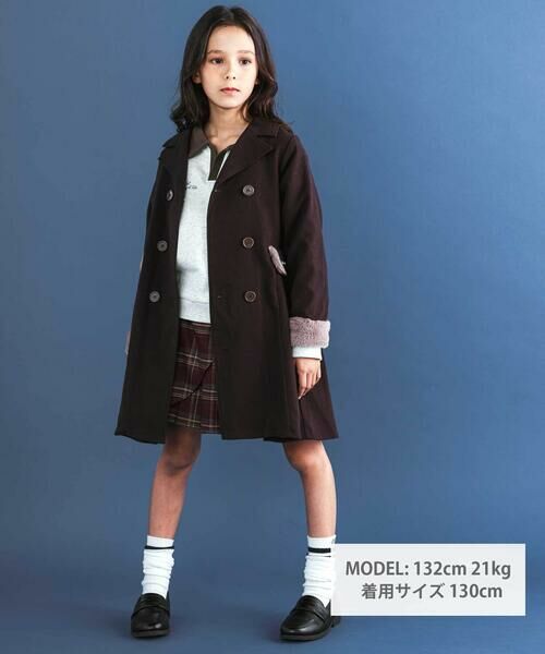 nexchic / ネクシック ミニ丈・ひざ丈ワンピース | ファー付きツイル＆チェックコートワンピース(110~150cm) | 詳細1