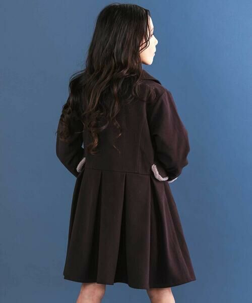 nexchic / ネクシック ミニ丈・ひざ丈ワンピース | ファー付きツイル＆チェックコートワンピース(110~150cm) | 詳細2