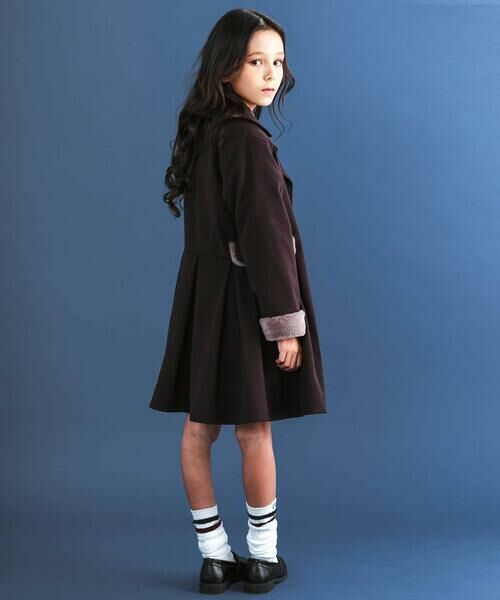 nexchic / ネクシック ミニ丈・ひざ丈ワンピース | ファー付きツイル＆チェックコートワンピース(110~150cm) | 詳細3