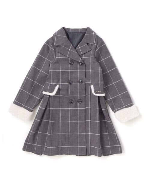 nexchic / ネクシック ミニ丈・ひざ丈ワンピース | ファー付きツイル＆チェックコートワンピース(110~150cm) | 詳細10