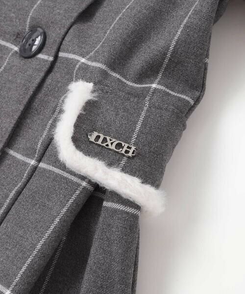 nexchic / ネクシック ミニ丈・ひざ丈ワンピース | ファー付きツイル＆チェックコートワンピース(110~150cm) | 詳細14