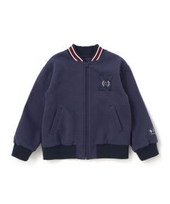 nexchic / ネクシック ノーカラージャケット | ロゴバッチ裏ジャギー裏毛スタジャン(110~150cm)