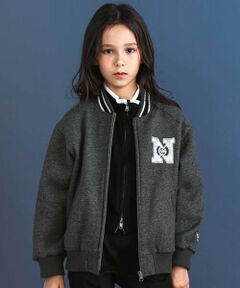 nexchic / ネクシック ノーカラージャケット | ロゴバッチ裏ジャギー裏毛スタジャン(110~150cm)