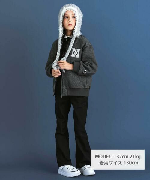 nexchic / ネクシック ノーカラージャケット | ロゴバッチ裏ジャギー裏毛スタジャン(110~150cm) | 詳細2