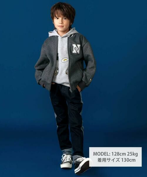 nexchic / ネクシック ノーカラージャケット | ロゴバッチ裏ジャギー裏毛スタジャン(110~150cm) | 詳細8