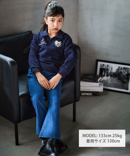 nexchic / ネクシック スウェット | ロゴバッチ裏起毛裏毛ラガーシャツ(110~150cm) | 詳細15