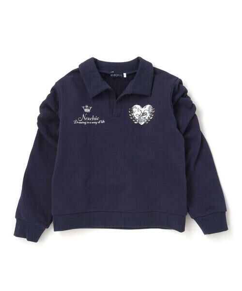 nexchic / ネクシック スウェット | ロゴバッチ裏起毛裏毛ラガーシャツ(110~150cm) | 詳細17