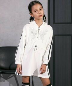 nexchic / ネクシック ミニ丈・ひざ丈ワンピース | バタフライパッチフード付き裏毛ワンピース(110~150cm)