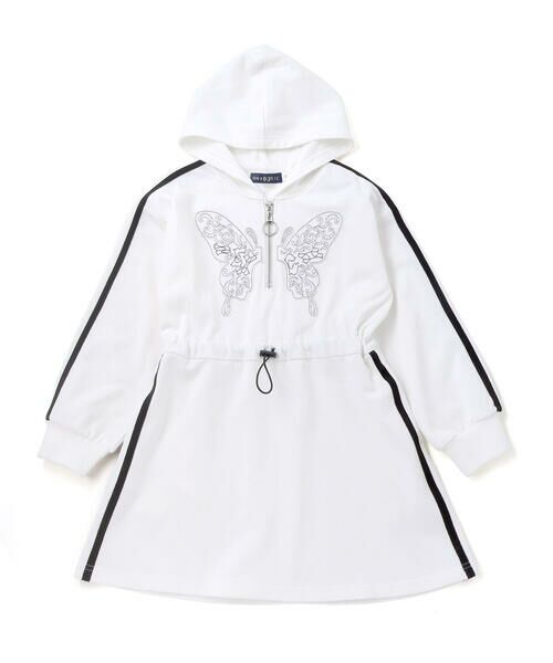 nexchic / ネクシック ミニ丈・ひざ丈ワンピース | バタフライパッチフード付き裏毛ワンピース(110~150cm) | 詳細4