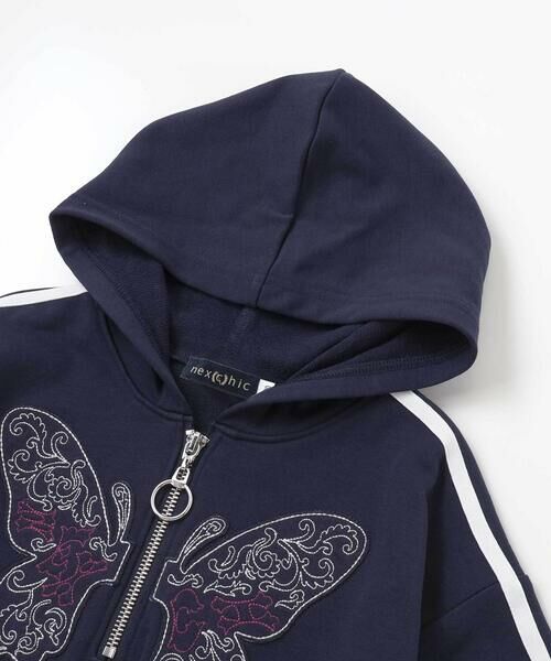 nexchic / ネクシック ミニ丈・ひざ丈ワンピース | バタフライパッチフード付き裏毛ワンピース(110~150cm) | 詳細8