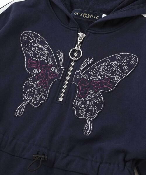 nexchic / ネクシック ミニ丈・ひざ丈ワンピース | バタフライパッチフード付き裏毛ワンピース(110~150cm) | 詳細9