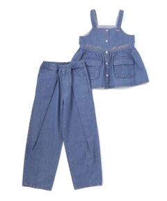 nexchic / ネクシック その他トップス | デニムビスチェ＋タック入り太パンツセットアップ(110~150cm)