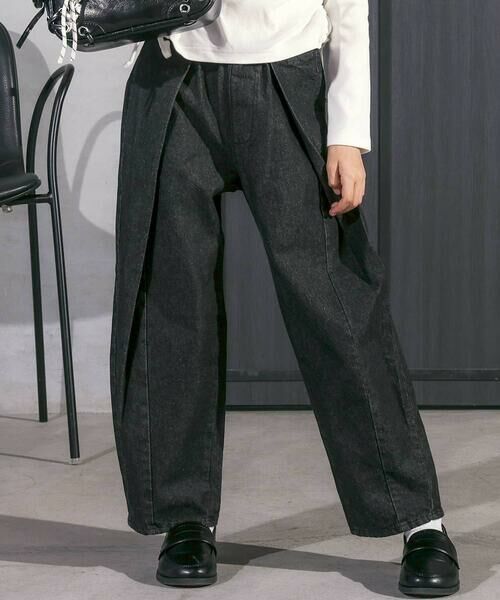 nexchic / ネクシック その他トップス | デニムビスチェ＋タック入り太パンツセットアップ(110~150cm) | 詳細5