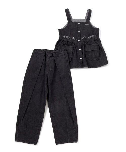 nexchic / ネクシック その他トップス | デニムビスチェ＋タック入り太パンツセットアップ(110~150cm) | 詳細6